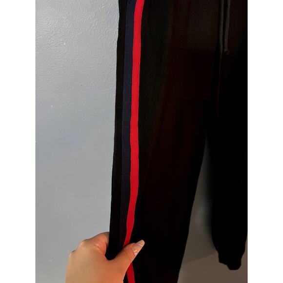 Vlvt Striped Jogger Sweatpants in Black with Red/Blue Stripes Size Medium - Picture 2 of 9